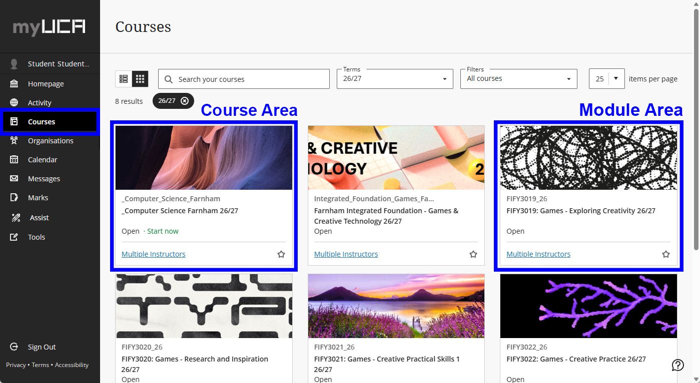 myUCA Courses
