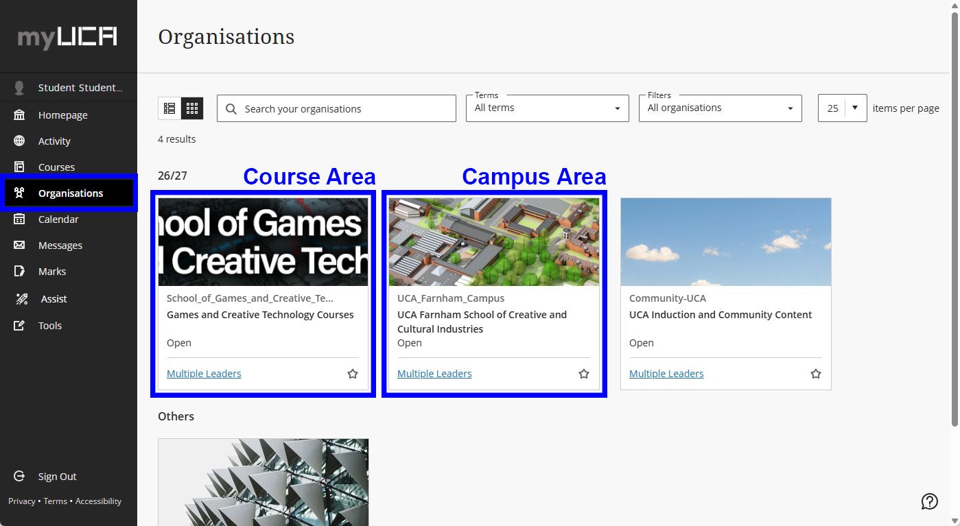 myUCA Organisations