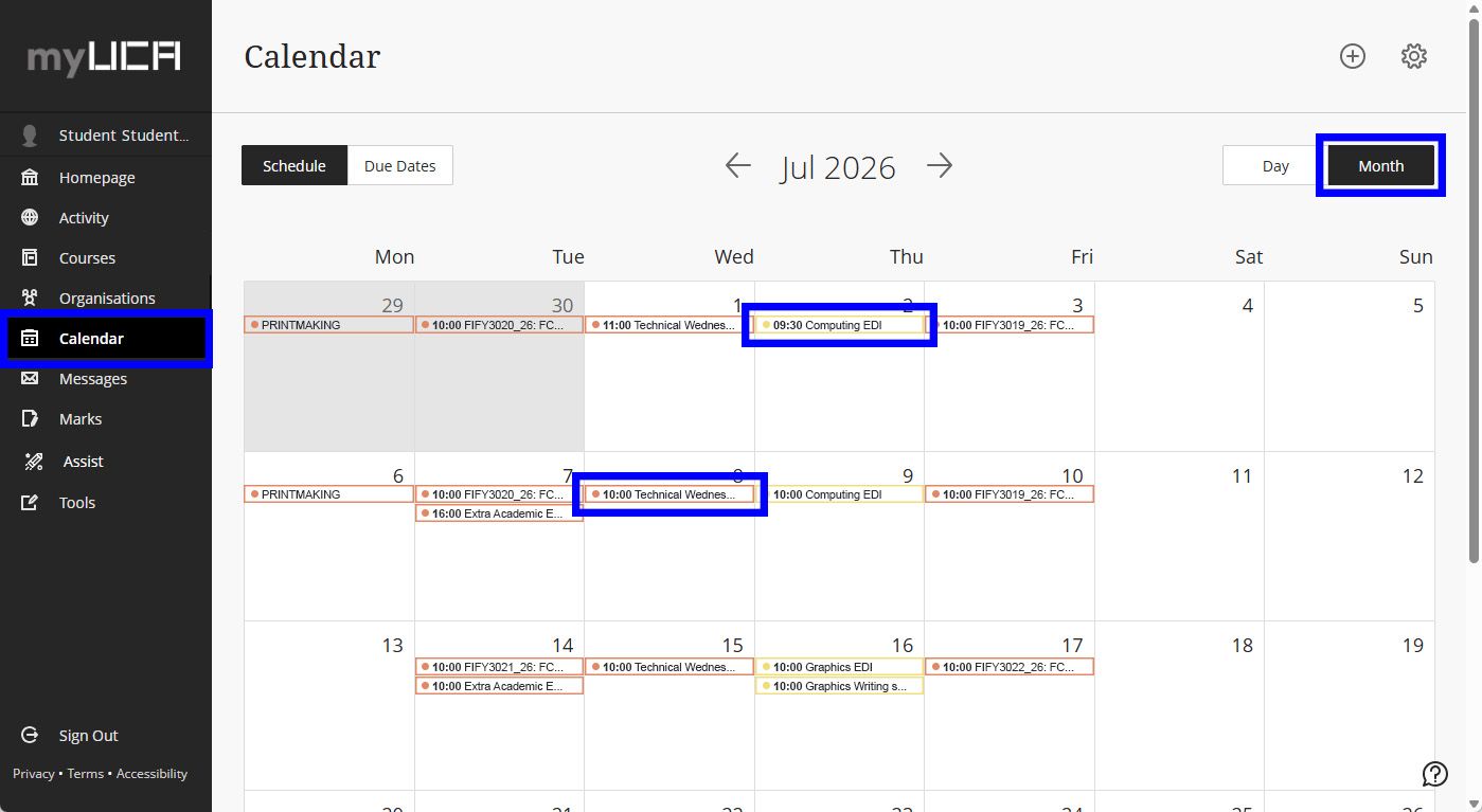 myUCA Calendar