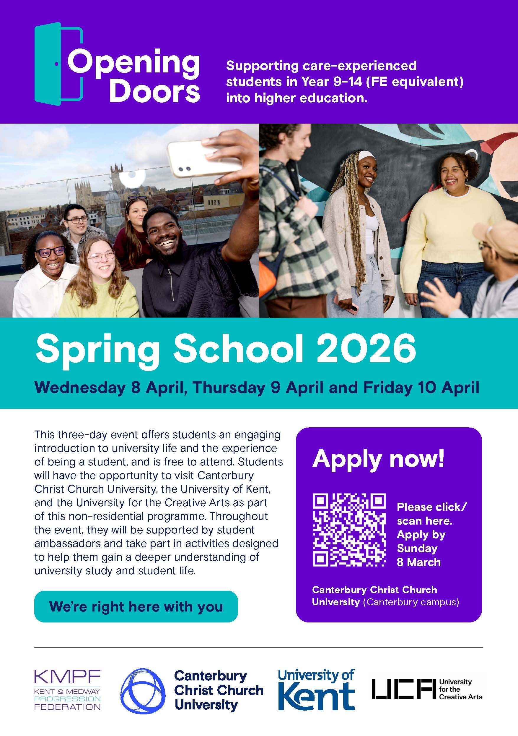 A poster advertising Opening Doors Spring School 2026