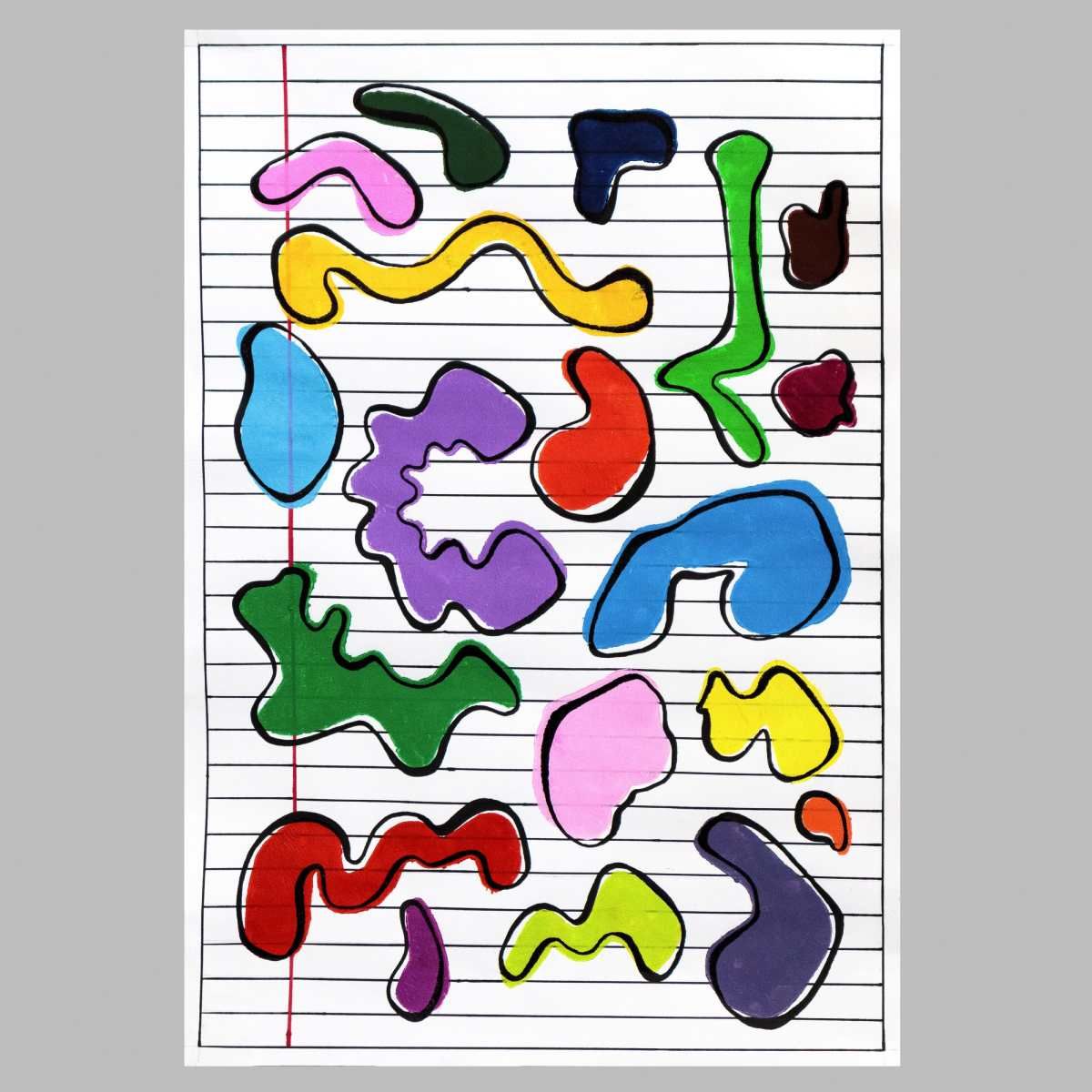 Art by Annie Crawford comprises shapes and bright colours to represent pre-speech