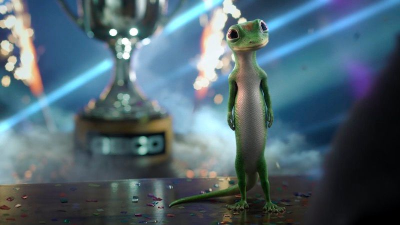 Image shows the GEICO lizard from an advert, designed by UCA alumni David Hulin