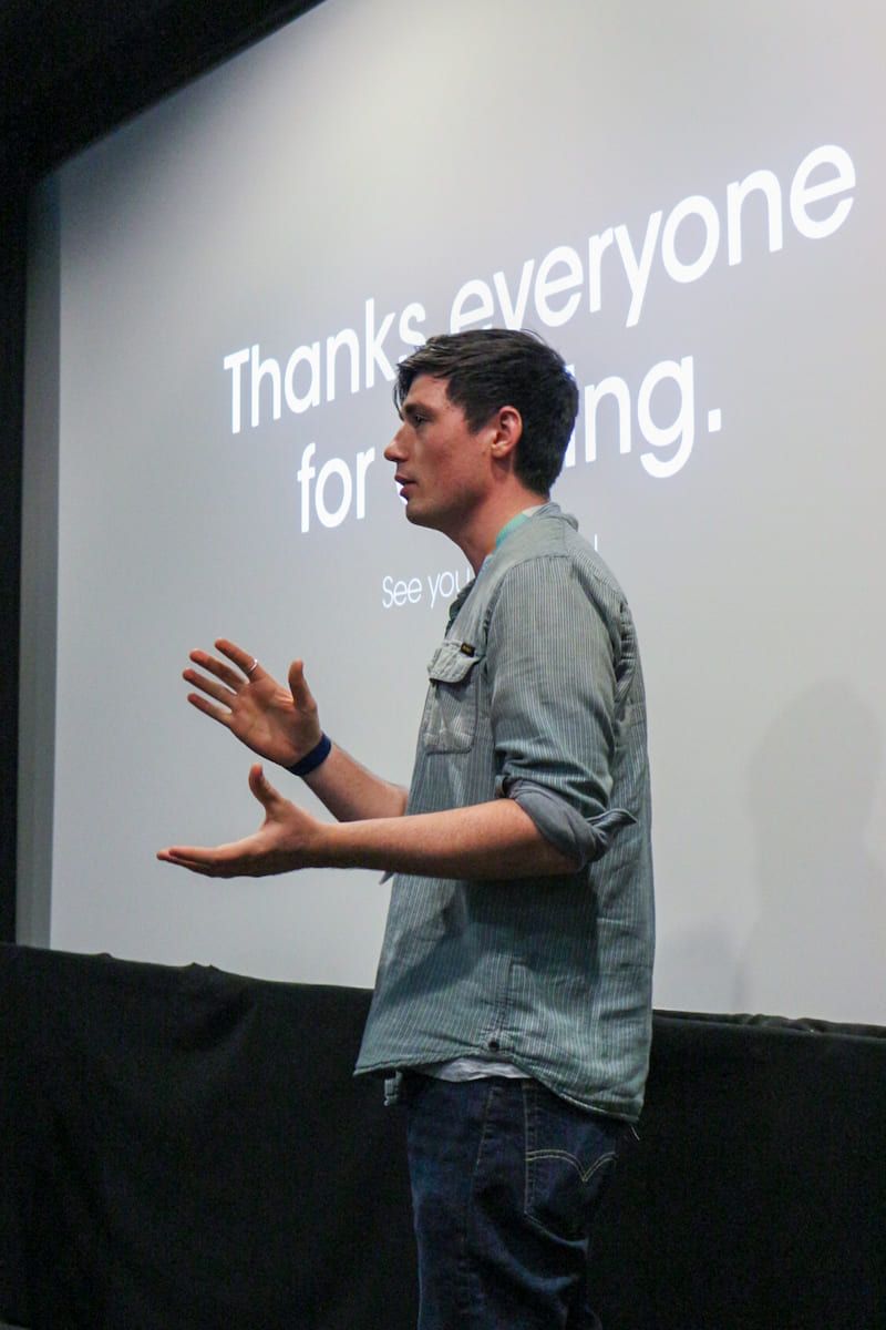 Someone presenting at young surrey film festival 2023