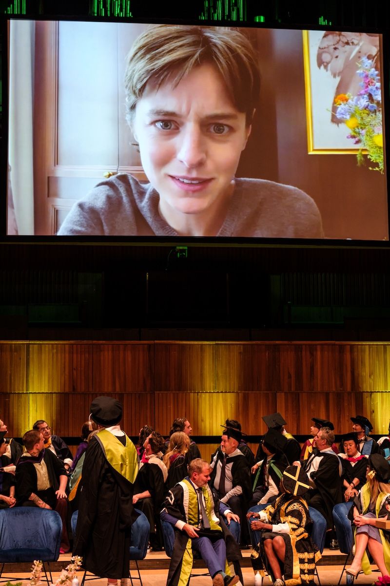 Emma Corrin video message for UCA honorary Harry Lambert