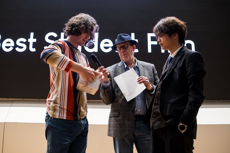 Alfie Harris-Jones and Haotian Yu, winners of the Sony awards for 'Background Story'