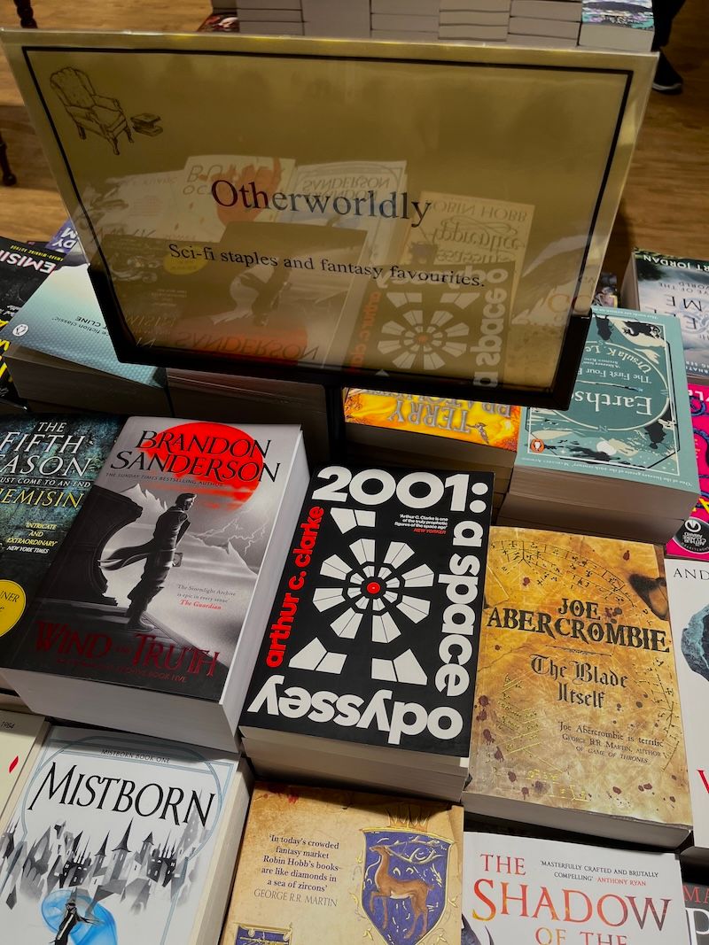 Book cover design in a bookshop. Designed by Geroge James